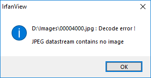 IrfanView error message on a bad JPEG