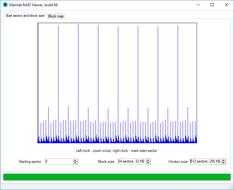 Block size and starting sector view with a smaller window size.