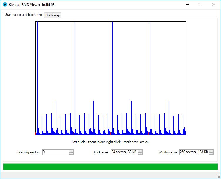 Block size and starting sector, even smaller window size.