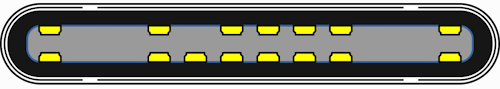 USB-C connector wired for USB 2 speeds.