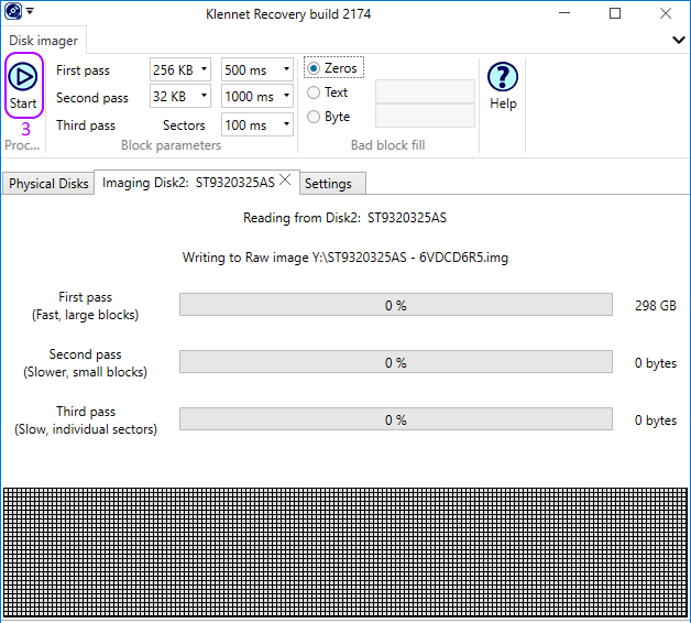 Starting a disk image process