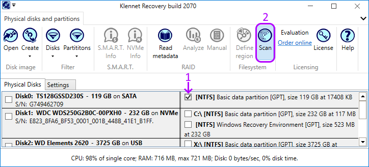 Typical disk and partition view