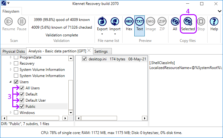 Filesystem result view