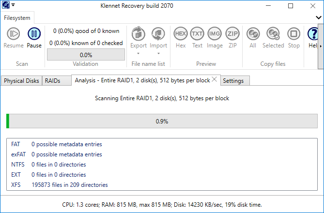 Filesystem scan